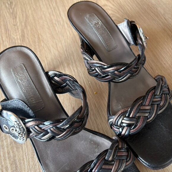Brighton Fiji Braided Strap Sandals Silver Buckle Black Bronze Size 6 - Picture 4 of 9